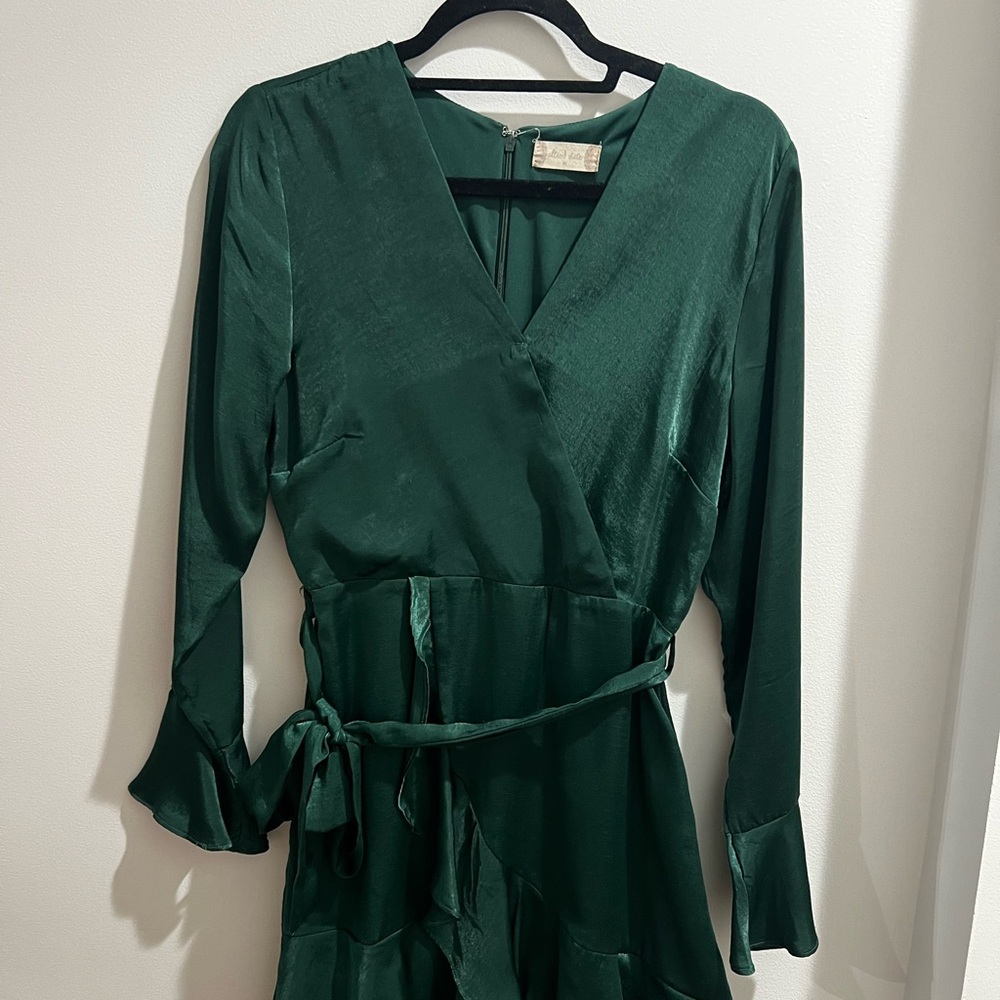 Elegant Green Wrap Dress
